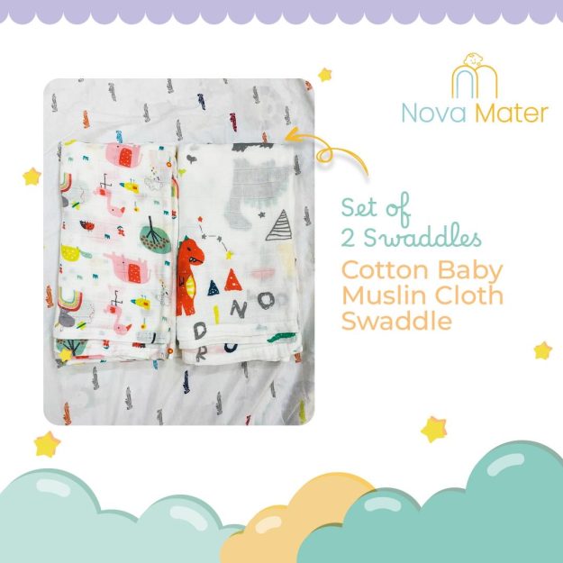 Baby Muslin Swaddle | Pack of 2 | Mixed Design