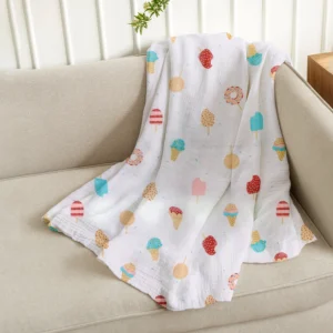 Organic Cotton Baby Muslin Cloth Swaddle | 0-12 Months | 100x100 CM | Pack of 1| New Icecream