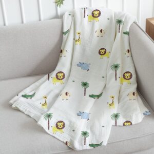 Organic Cotton Baby Muslin Cloth Swaddle | 0-12 Months | 100x100 CM | Pack of 1| Lion