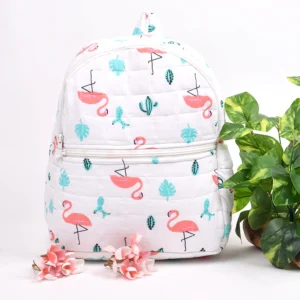 Organic Cotton Muslin Travel Bag for Baby | Multipurpose Diaper & Carry Bags for Mothers| Flamingo