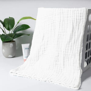 Baby Super Soft Absorbent Muslin 6 Layer wash Towel | 100X100 CM | 0-3 Years | Pack of 1| White
