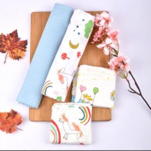 Baby Unisex Cotton Nappy Time Combo - Multicolor