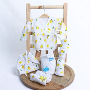 Organic Cotton Muslin Gift Combo Set For Newborn Baby | Pack of 6 | Lemon