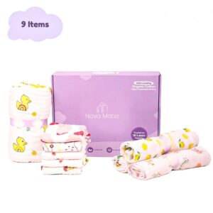 BABY UNISEX SUPERSOFT ORGANIC COTTON MUSLIN -9 PIECES GIFT SET