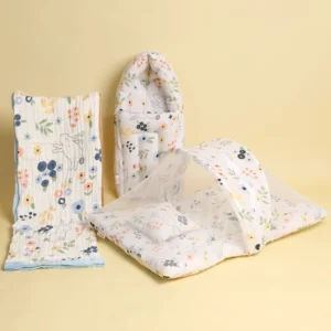 Baby Bedding Set | Mosquito Net, Sleeping Bag & Blanket | Flower | 0-3 Years | Pack of 3