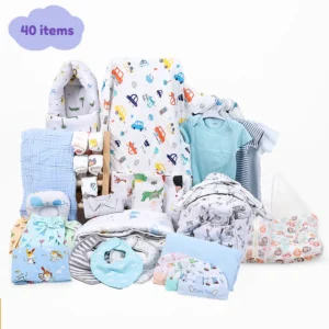 NewBorn Baby Essentials Gift Combo Box | 0-6 Months | 40 Items | Blue