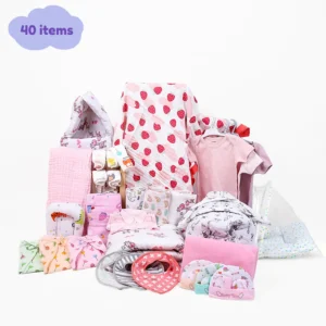 NewBorn Baby Essentials Gift Combo Box | 0-6 Months | 40 Items | Pink