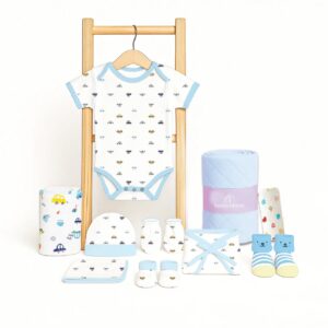 Organic Cotton Baby Essentials Gift Set | Baby Shower Gift Hamper | Baby Clothing Gift Combo | Car | Pack of 10