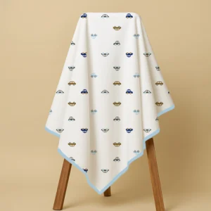 Organic Cotton Baby Blanket | Super Soft Cotton Blanket | 75X75 CM | 0-6 Months | Car