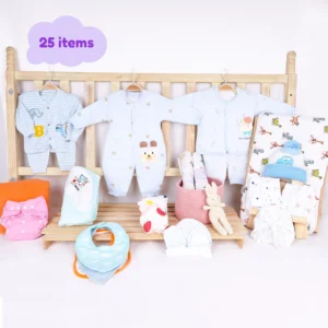 Winter Hospital Kit for Newborn Baby | Newborn Baby Essentials Gift Combo | 25 Items | Mixed Design