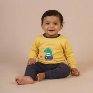 Winter Warm Full Sleeve Co-Ord Sets For Baby | Cotton Baby Clothing Set | Dino | 3-12 Months