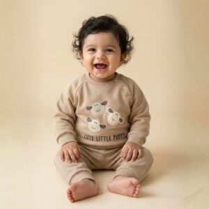 Winter Warm Full Sleeve Co-Ord Sets For Baby | Cotton Baby Clothing Set For Infant and Toddler | Brown