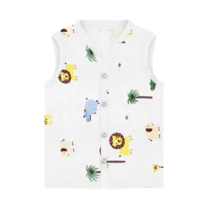 Baby Unisex Organic Cotton Muslin Jhabla and Nappy Set | Lion Jungle