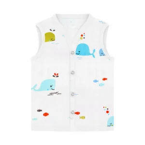 Baby Unisex Organic Cotton Muslin Jhabla | Whale