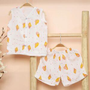 Organic Cotton Muslin Jhabla Short Set | Summer Clothing Set | 6-12 Months
