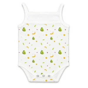 Baby Girl Vest Onesie | Soft Organic Cotton Sleeveless Top For Newborn Girls | 3-6 Months | Avocado | Pack of 1