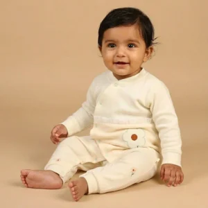 Organic Cotton Full Body Winter Romper for Babies | Soft & Warm Baby Romper | 0-6 Months | Flower