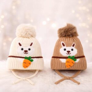 Winter Warm Woolen Baby Cap For 0–12 Months | Soft Infant Beanie Hat | Newborn Winter Headwear | Pack of 2