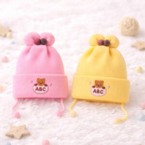 Winter Warm Woolen Baby Cap For 0–12 Months | Soft Infant Beanie Hat | Newborn Winter Headwear | Pack of 2