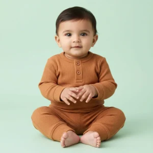 Ribbed Organic Cotton Co-Ord Set For Newborn Baby | Soft & Breathable Baby Outfit | Baby Dress | 0-6 Months