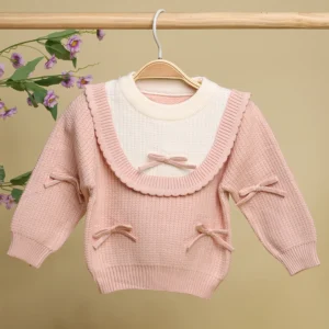 Winter Warm Woolen Full Sleeve Sweater For Baby | Pink