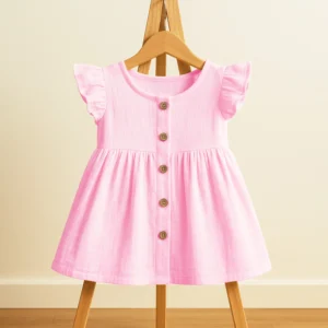 Organic Cotton Girls Frock | Comfortable & Stylish Ribbed Frock For Toddlers