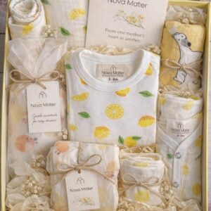 Nova Mater gift hamper for newborn| A perfect gift for baby shower| Lemon