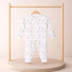 Organic Cotton Full Sleeve Baby Co-Ord Set | Soft Baby Shirt & Pant Set | Breathable Night suit / Sleepsuit for Infants & Toddlers | Bunny