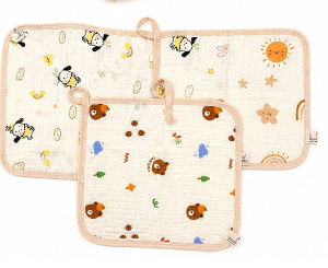 Nova Mater 6 Layer Muslin Face Napkin- 25x25cms- Mix Design | Pack of 3
