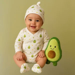 Organic Cotton Baby Clothing Set | Baby Essential Clothes For Boys & Girls | Baby Shower Gift Hamper | 0-6 Months | Avocado | Pack of 6