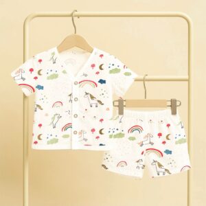 Kids Organic Cotton Muslin Co-Ord Set | Shirt & Shorts | Unicorn